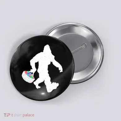 Easter Bigfoot Sasquatch Funny Easter Eggs Basket Button