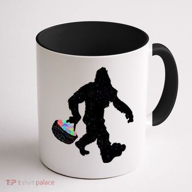 Easter Bigfoot Sasquatch Funny Easter Eggs Basket Coffee Mug back