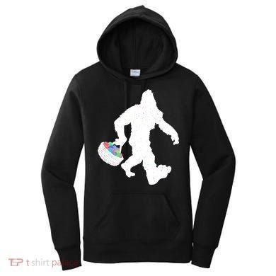 Easter Bigfoot Sasquatch Funny Easter Eggs Basket Women's Hoodie