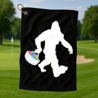 Easter Bigfoot Sasquatch Funny Easter Eggs Basket Golf Towel thumb 1