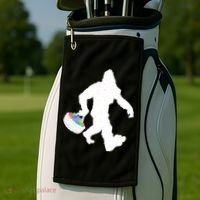 Easter Bigfoot Sasquatch Funny Easter Eggs Basket Golf Towel thumb 2