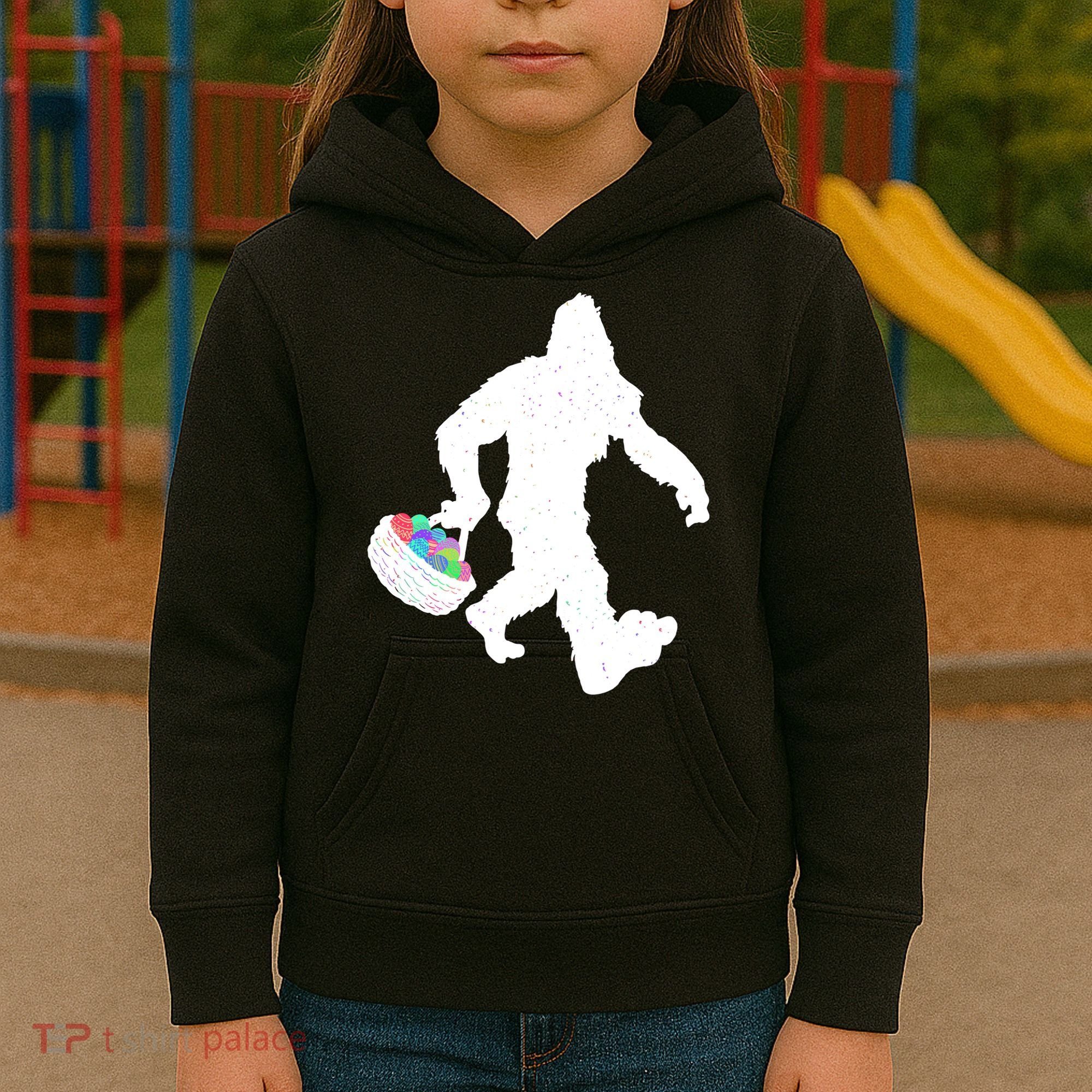 Easter Bigfoot Sasquatch Funny Easter Eggs Basket Kids Hoodie