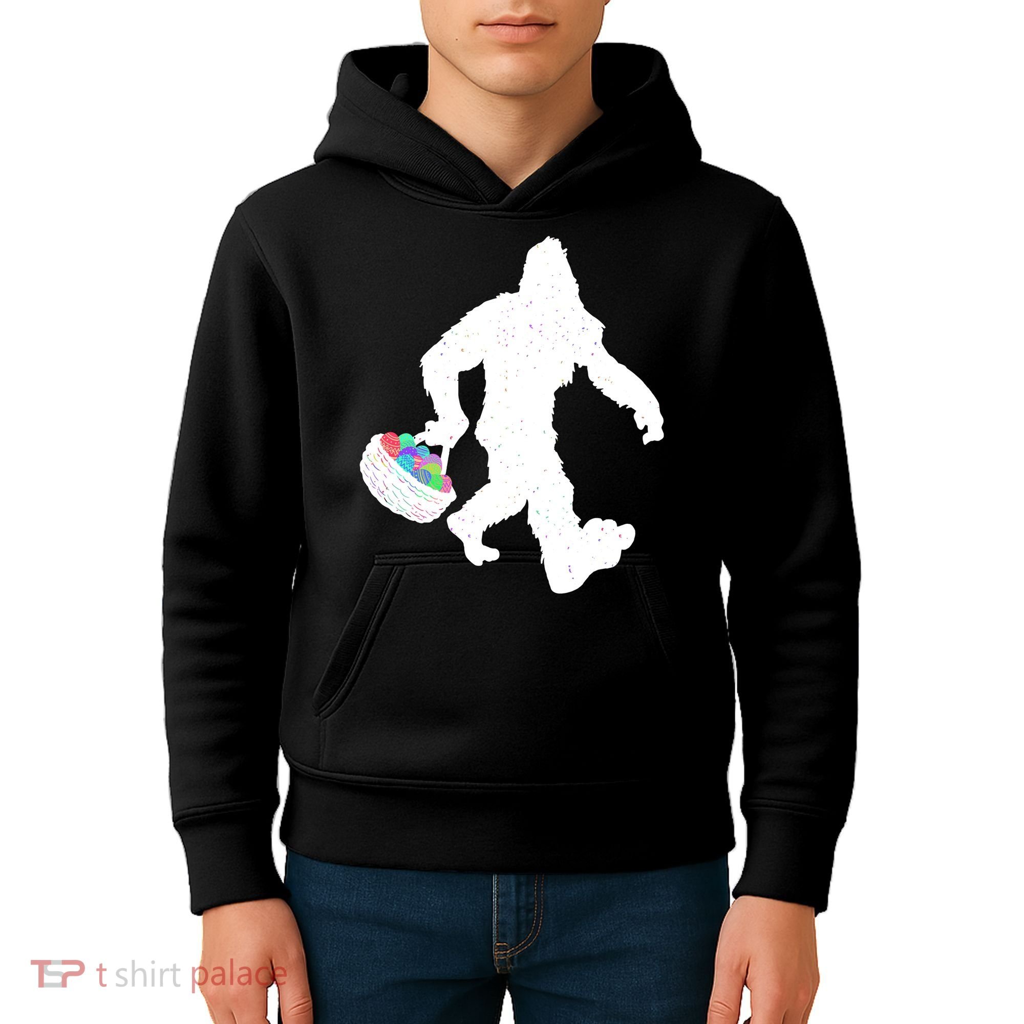 Easter Bigfoot Sasquatch Funny Easter Eggs Basket Kids Hoodie
