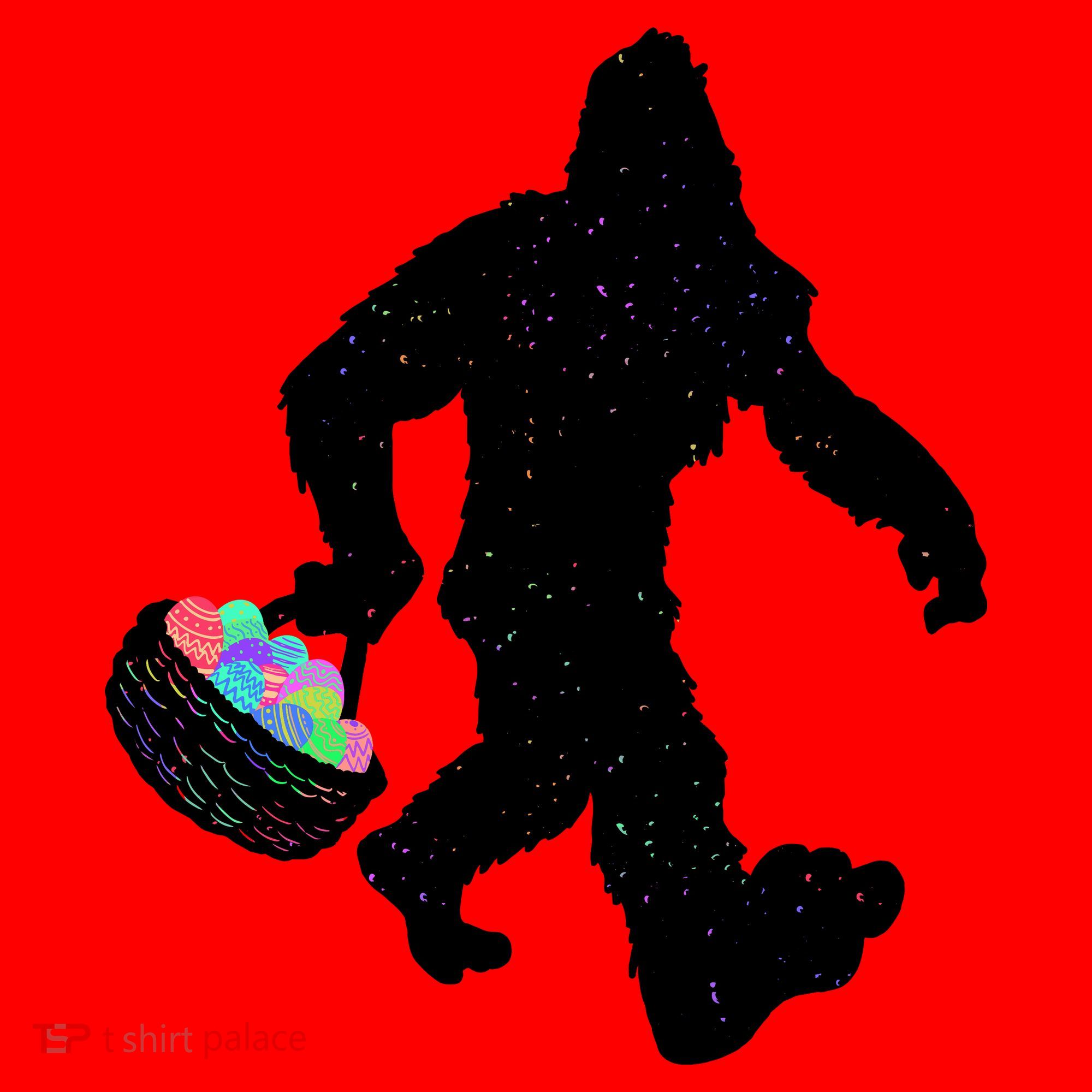 Easter Bigfoot Sasquatch Funny Easter Eggs Basket Santa Hat