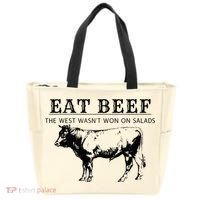 Eat Beef The West Wasn't Won on Salads Funny Beef Cow Tote Bag thumb 0