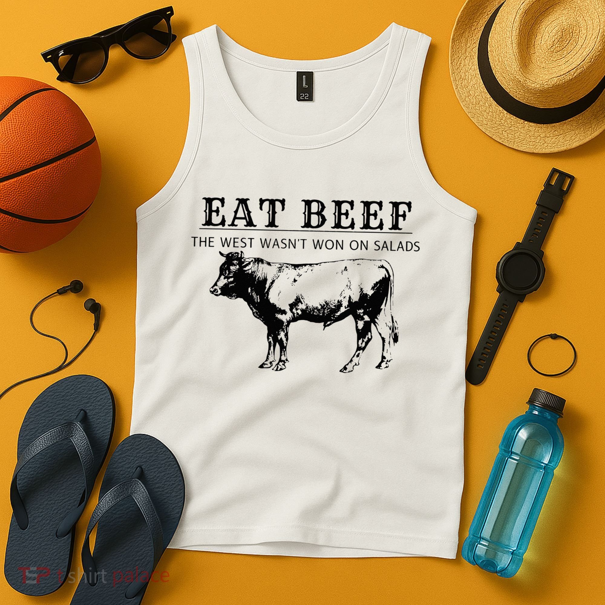 Eat Beef The West Wasn't Won on Salads Funny Beef Cow Tank Top