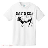 Eat Beef The West Wasn't Won on Salads Funny Beef Cow Kids T-Shirt thumb 0