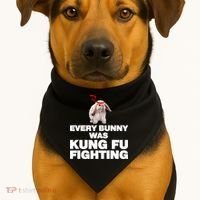 Every Bunny Was Kung Fu Fighting Funny Easter Rabbit USA-Made Doggie Bandana thumb 1