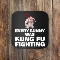 Every Bunny Was Kung Fu Fighting Funny Easter Rabbit Coaster thumb 0