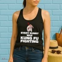 Every Bunny Was Kung Fu Fighting Funny Easter Rabbit Women's Tank Top thumb 2