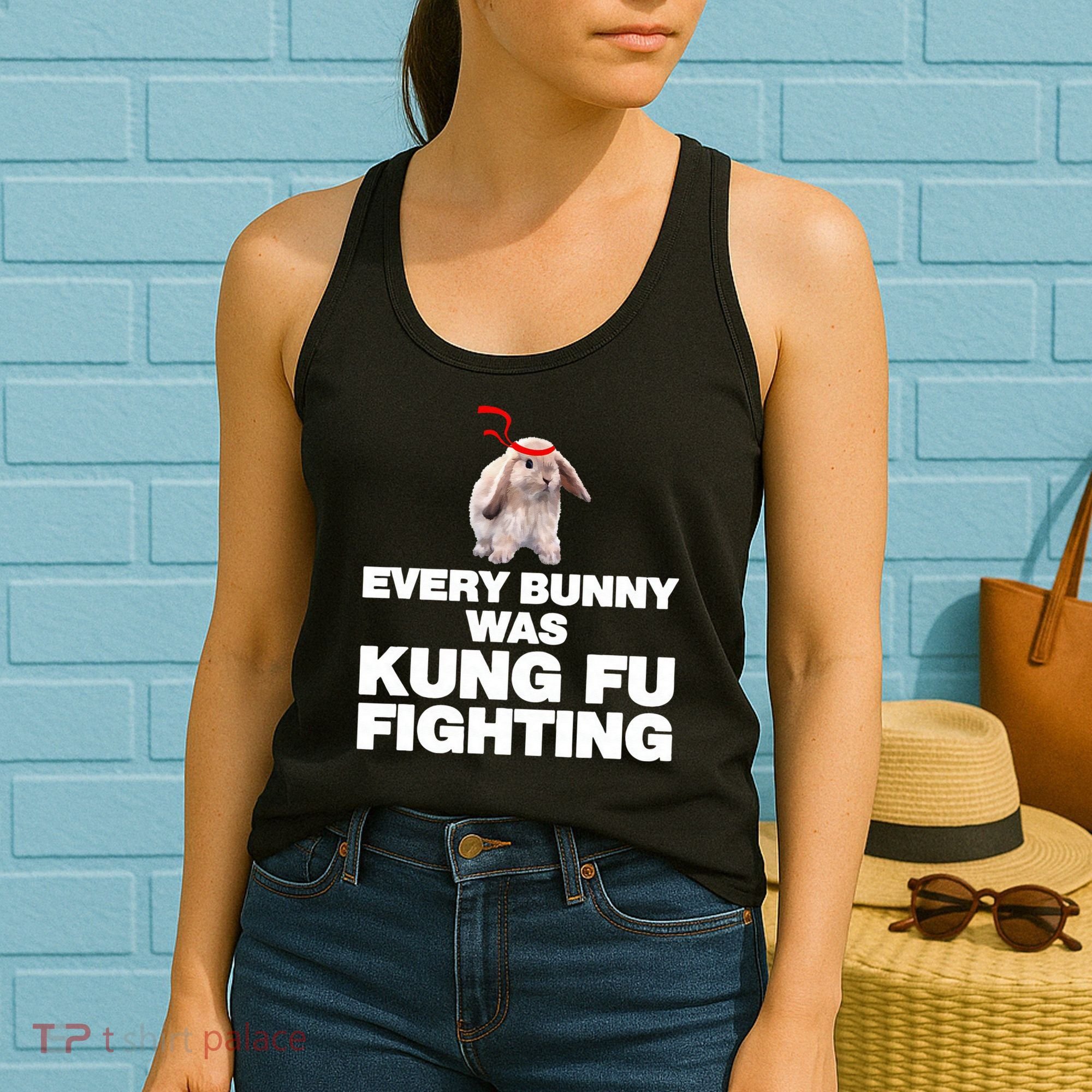 Every Bunny Was Kung Fu Fighting Funny Easter Rabbit Women's Tank Top