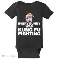 Every Bunny Was Kung Fu Fighting Funny Easter Rabbit Baby Bodysuit thumb 0