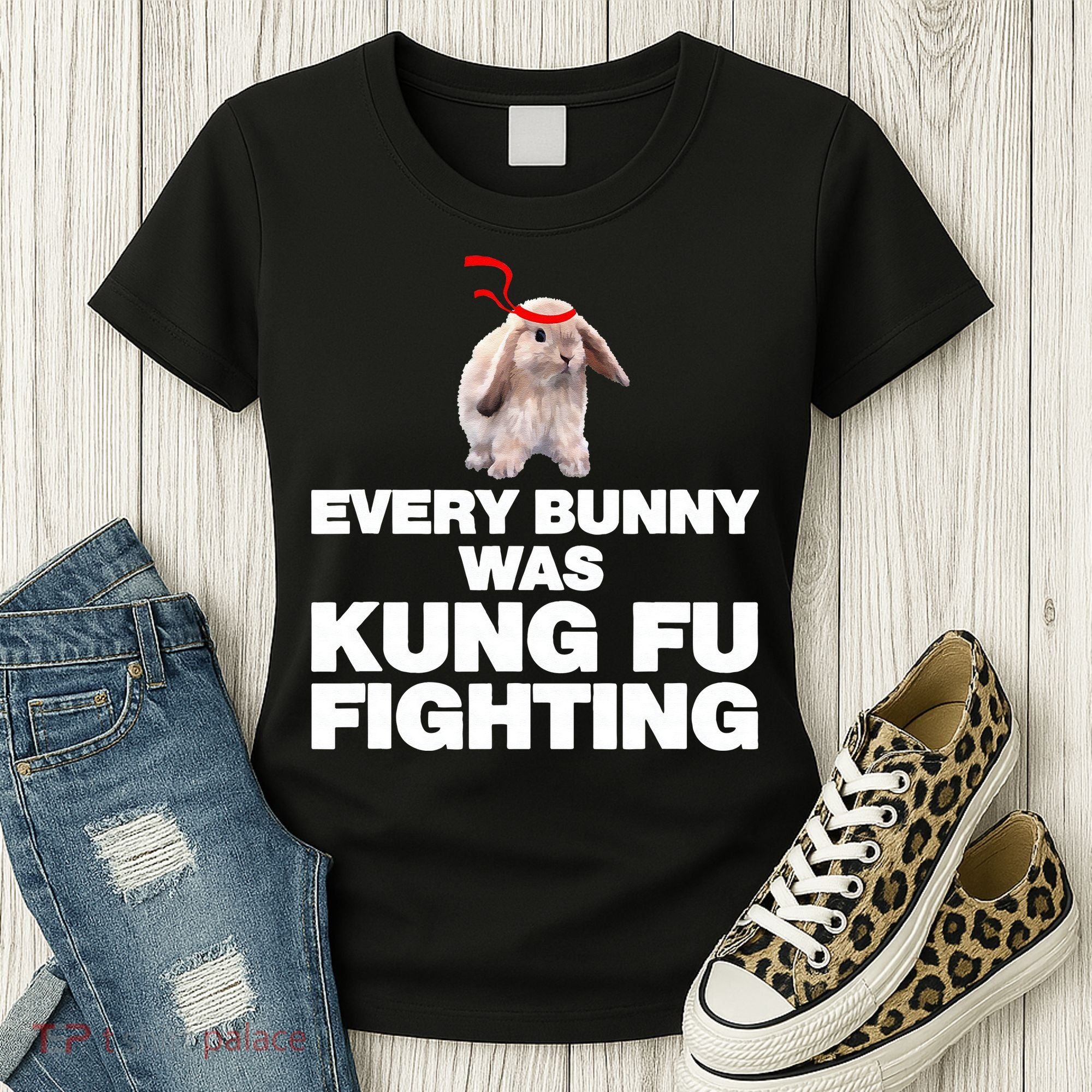 Every Bunny Was Kung Fu Fighting Funny Easter Rabbit Women's T-Shirt