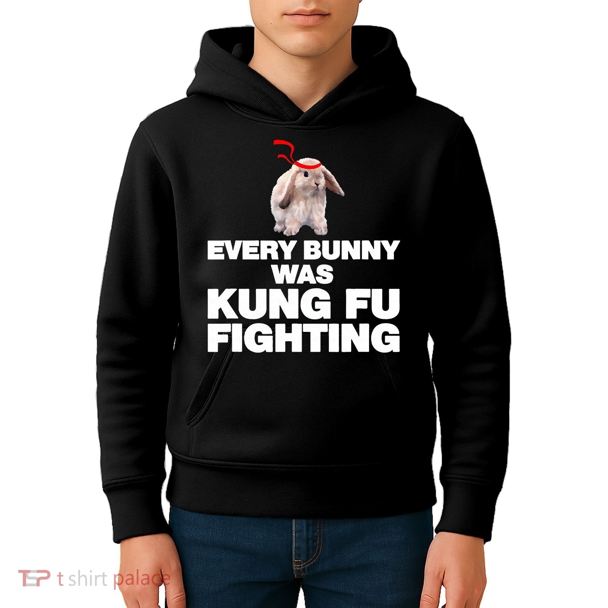 Every Bunny Was Kung Fu Fighting Funny Easter Rabbit Kids Hoodie
