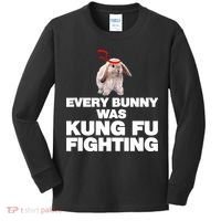 Every Bunny Was Kung Fu Fighting Funny Easter Rabbit Kids Long Sleeve Shirt thumb 0