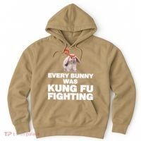 Every Bunny Was Kung Fu Fighting Funny Easter Rabbit Hoodie thumb 0