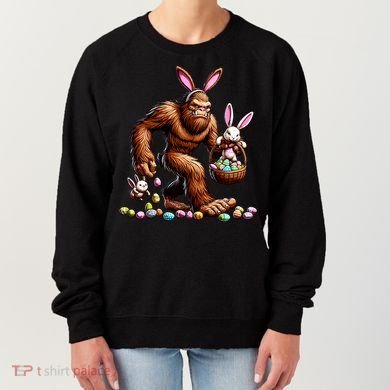 Easter Bigfoot With Bunny & Egg Basket Festive Celebration Women's Sweatshirt