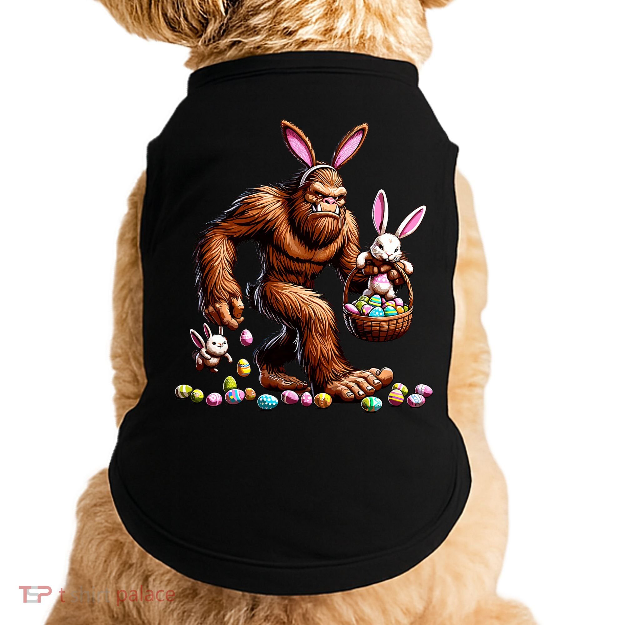 Easter Bigfoot With Bunny & Egg Basket Festive Celebration Doggie Tank