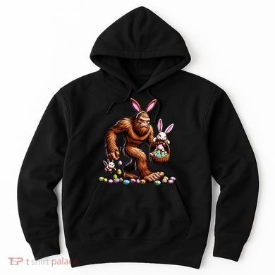 Easter Bigfoot With Bunny & Egg Basket Festive Celebration Hoodie