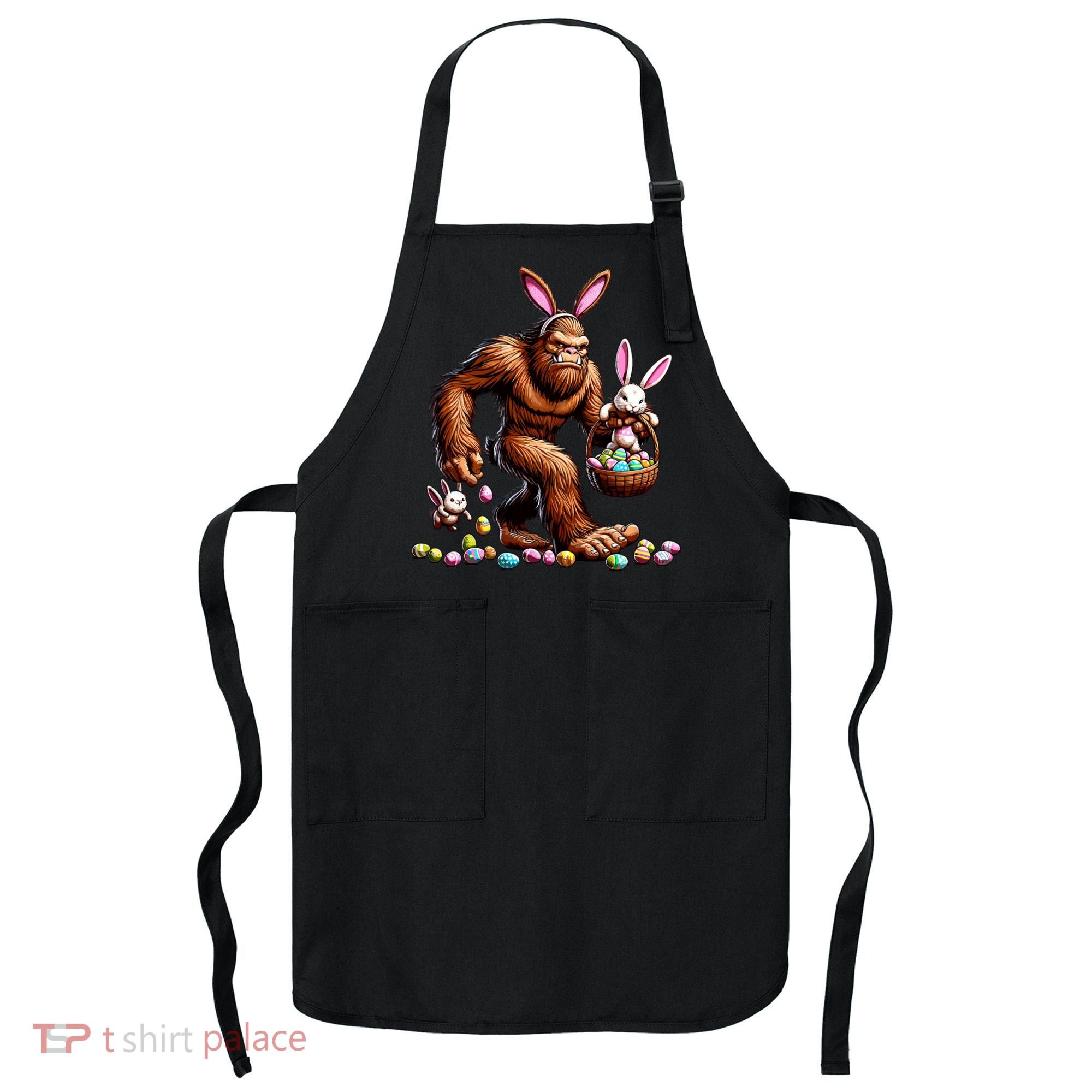 Easter Bigfoot With Bunny & Egg Basket Festive Celebration Apron
