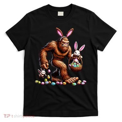 Easter Bigfoot With Bunny & Egg Basket Festive Celebration T-Shirt