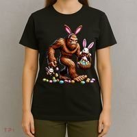 Easter Bigfoot With Bunny & Egg Basket Festive Celebration T-Shirt thumb 4