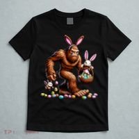 Easter Bigfoot With Bunny & Egg Basket Festive Celebration T-Shirt thumb 5