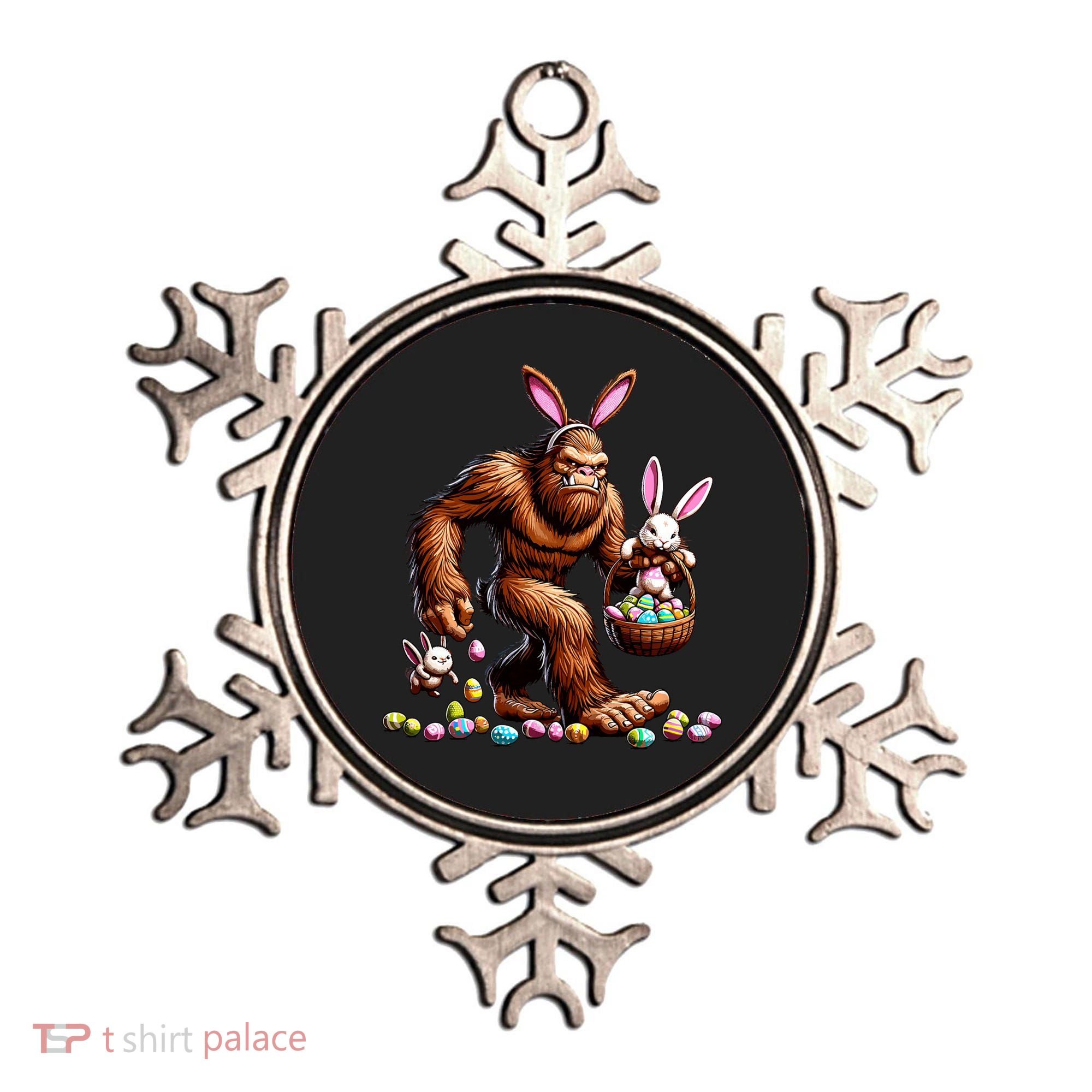 Easter Bigfoot With Bunny & Egg Basket Festive Celebration Ornament