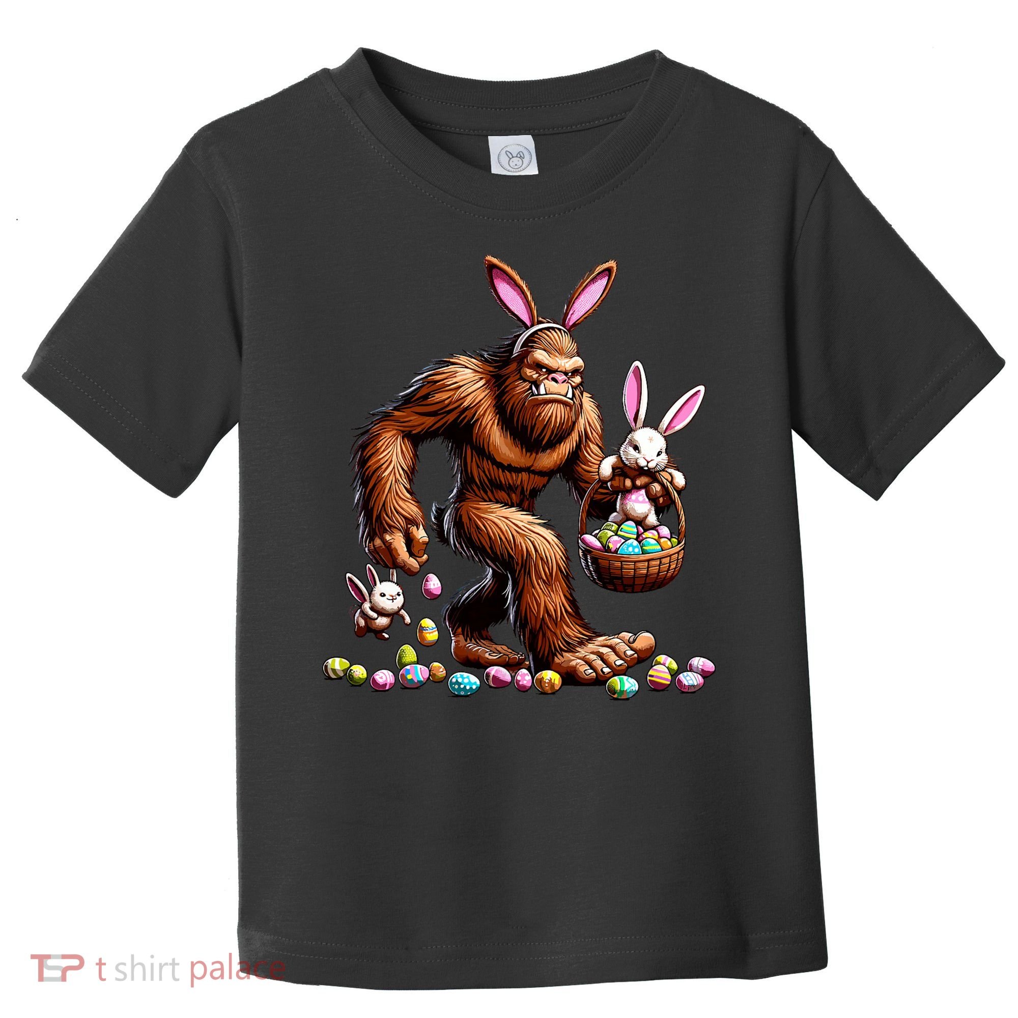 Easter Bigfoot With Bunny & Egg Basket Festive Celebration Toddler T-Shirt
