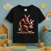 Easter Bigfoot With Bunny & Egg Basket Festive Celebration Toddler T-Shirt thumb 3