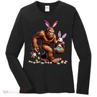 Easter Bigfoot With Bunny & Egg Basket Festive Celebration Women's Long Sleeve Shirt thumb 0