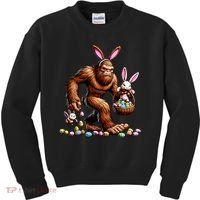Easter Bigfoot With Bunny & Egg Basket Festive Celebration Kids Sweatshirt thumb 0
