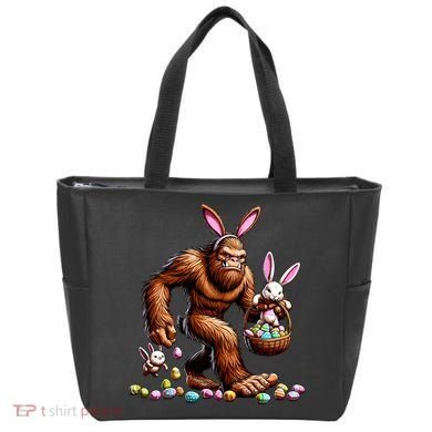 Easter Bigfoot With Bunny & Egg Basket Festive Celebration Tote Bag