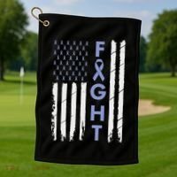 Esophageal Cancer Awareness Purple Periwinkle Ribbon Golf Towel thumb 1