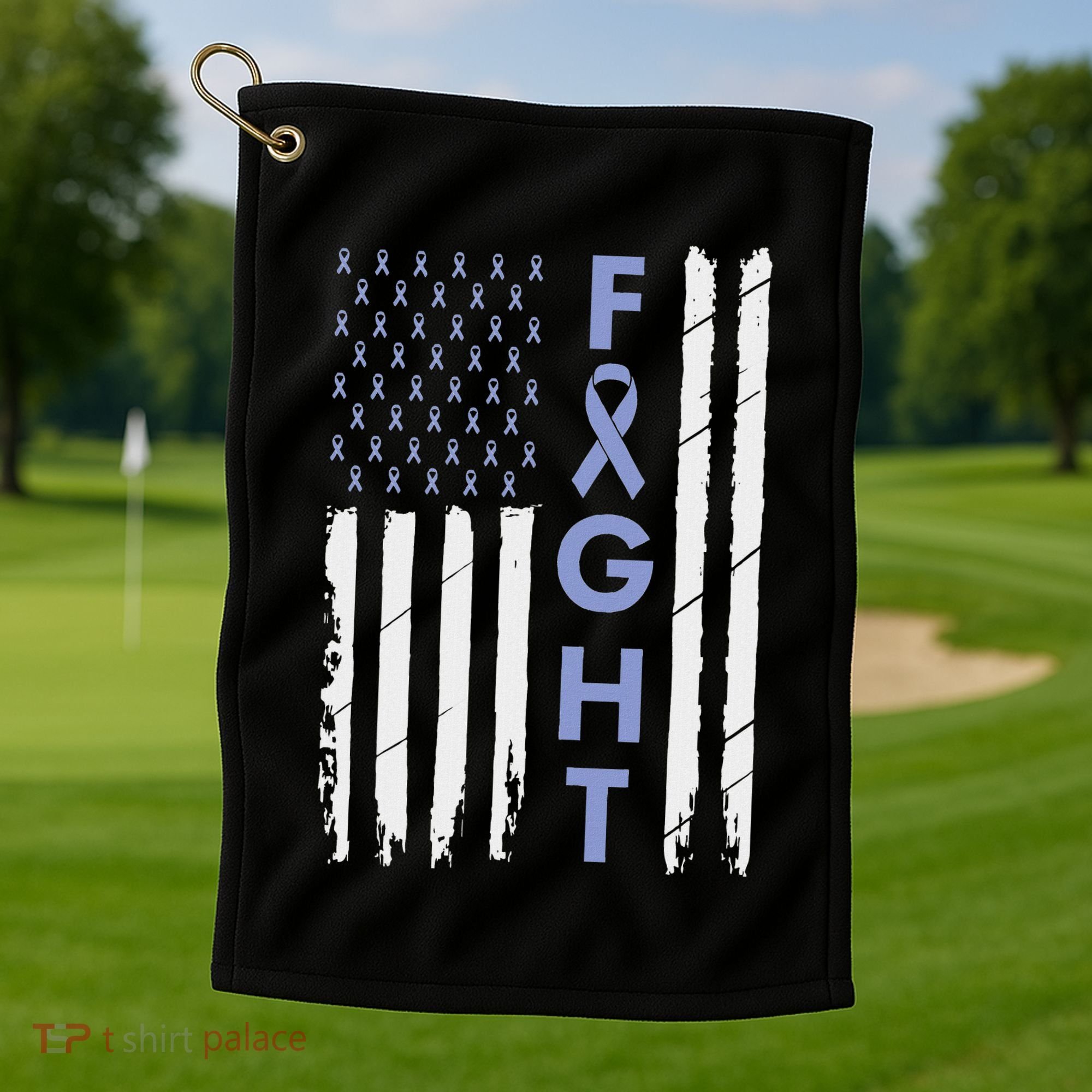 Esophageal Cancer Awareness Purple Periwinkle Ribbon Golf Towel