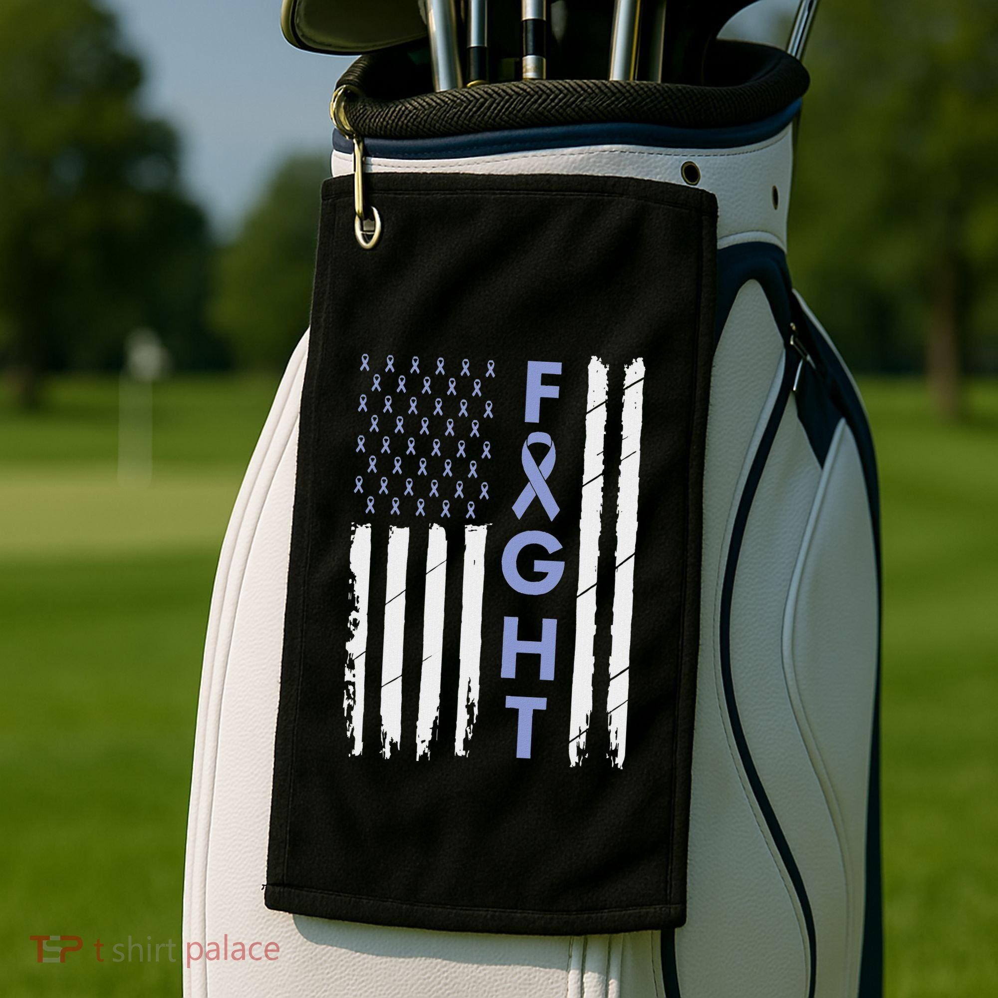 Esophageal Cancer Awareness Purple Periwinkle Ribbon Golf Towel
