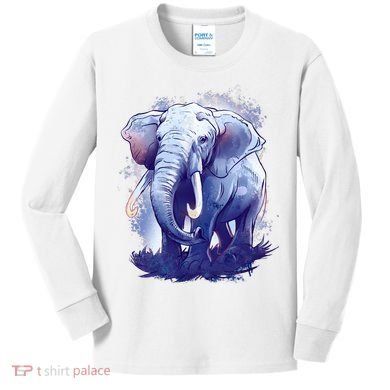 Elephant Colorful Art Kids Long Sleeve Shirt