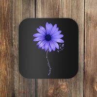 Esophageal Cancer Awareness Sunflower Periwinkle ribbon Coaster thumb 0