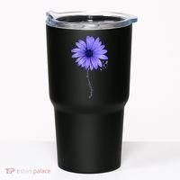 Esophageal Cancer Awareness Sunflower Periwinkle ribbon Tumbler thumb 0