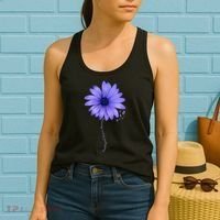 Esophageal Cancer Awareness Sunflower Periwinkle ribbon Women's Tank Top thumb 2