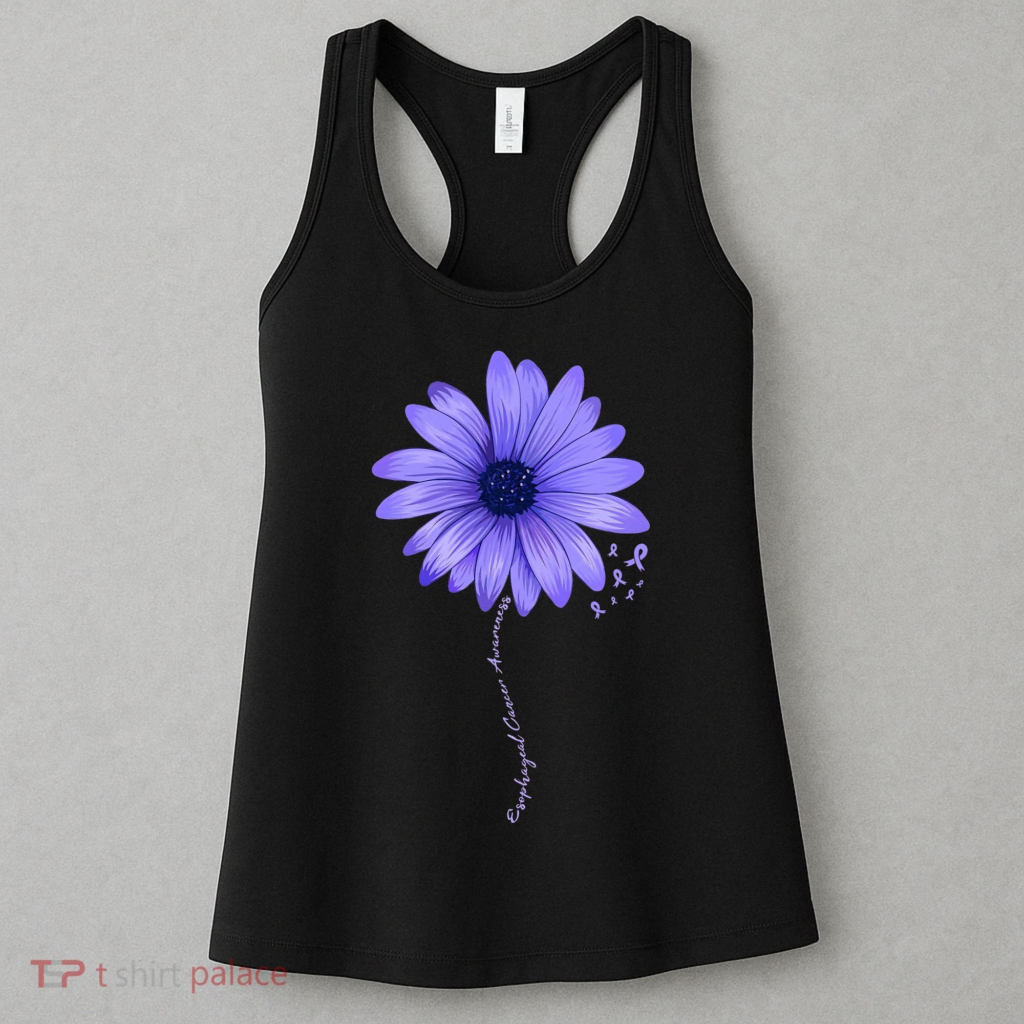 Esophageal Cancer Awareness Sunflower Periwinkle ribbon Women's Tank Top