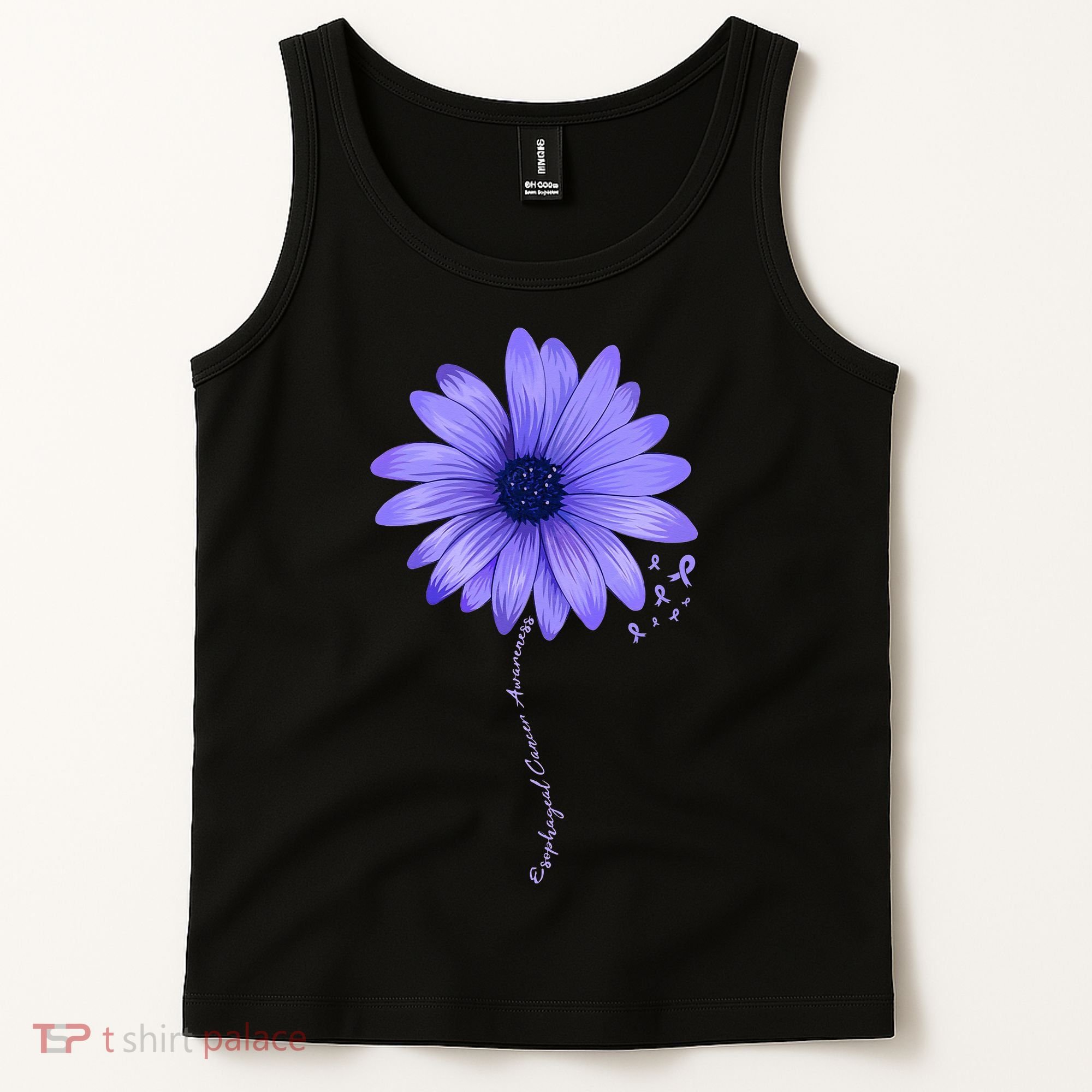 Esophageal Cancer Awareness Sunflower Periwinkle ribbon Tank Top