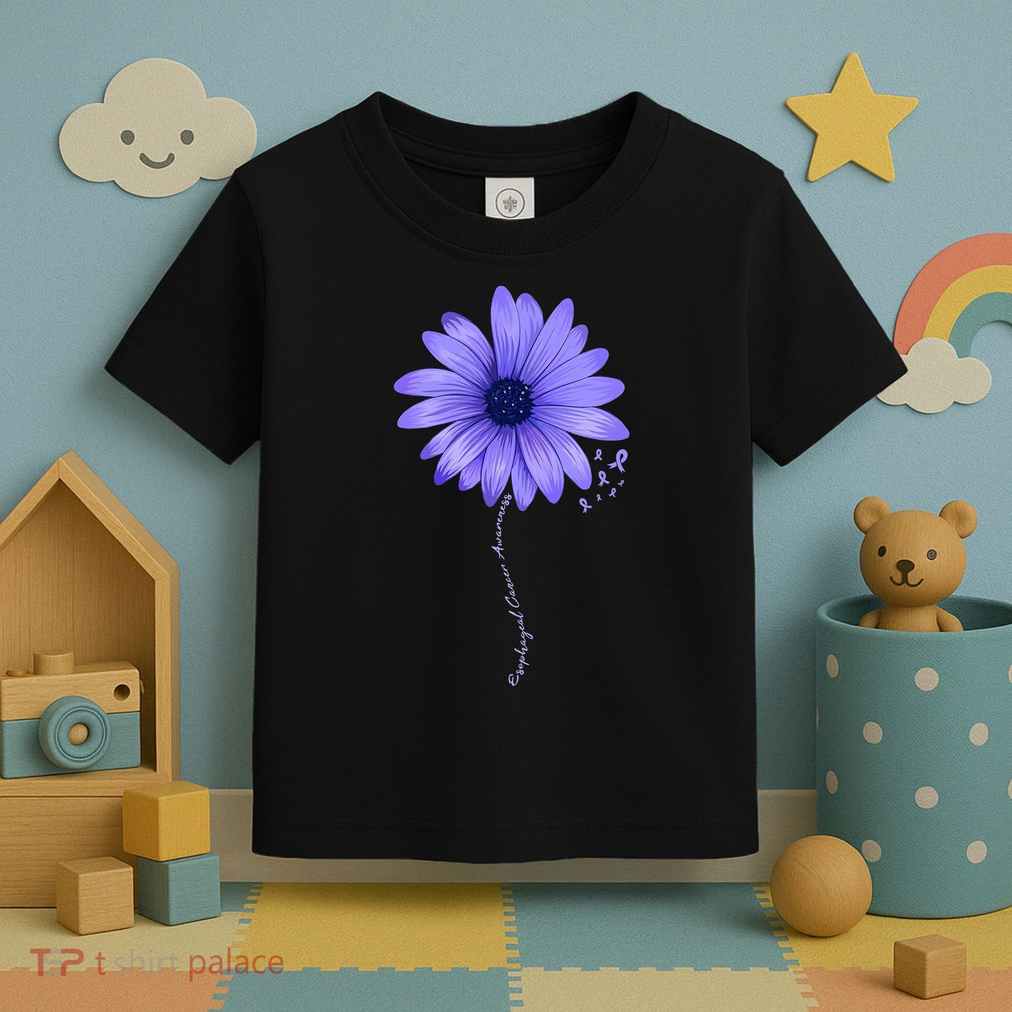 Esophageal Cancer Awareness Sunflower Periwinkle ribbon Toddler T-Shirt