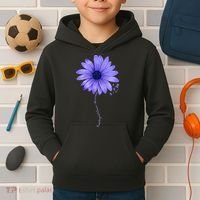 Esophageal Cancer Awareness Sunflower Periwinkle ribbon Kids Hoodie thumb 2