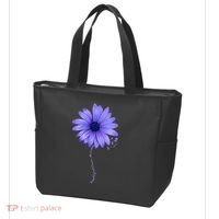 Esophageal Cancer Awareness Sunflower Periwinkle ribbon Tote Bag thumb 3