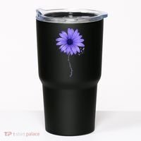Esophageal Cancer Awareness Sunflower Periwinkle ribbon Tumbler thumb 0
