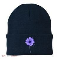 Esophageal Cancer Awareness Sunflower Periwinkle ribbon Beanie thumb 0