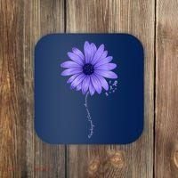 Esophageal Cancer Awareness Sunflower Periwinkle ribbon Coaster thumb 0