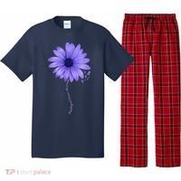 Esophageal Cancer Awareness Sunflower Periwinkle ribbon Pajama Set thumb 0