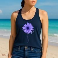 Esophageal Cancer Awareness Sunflower Periwinkle ribbon Women's Tank Top thumb 2